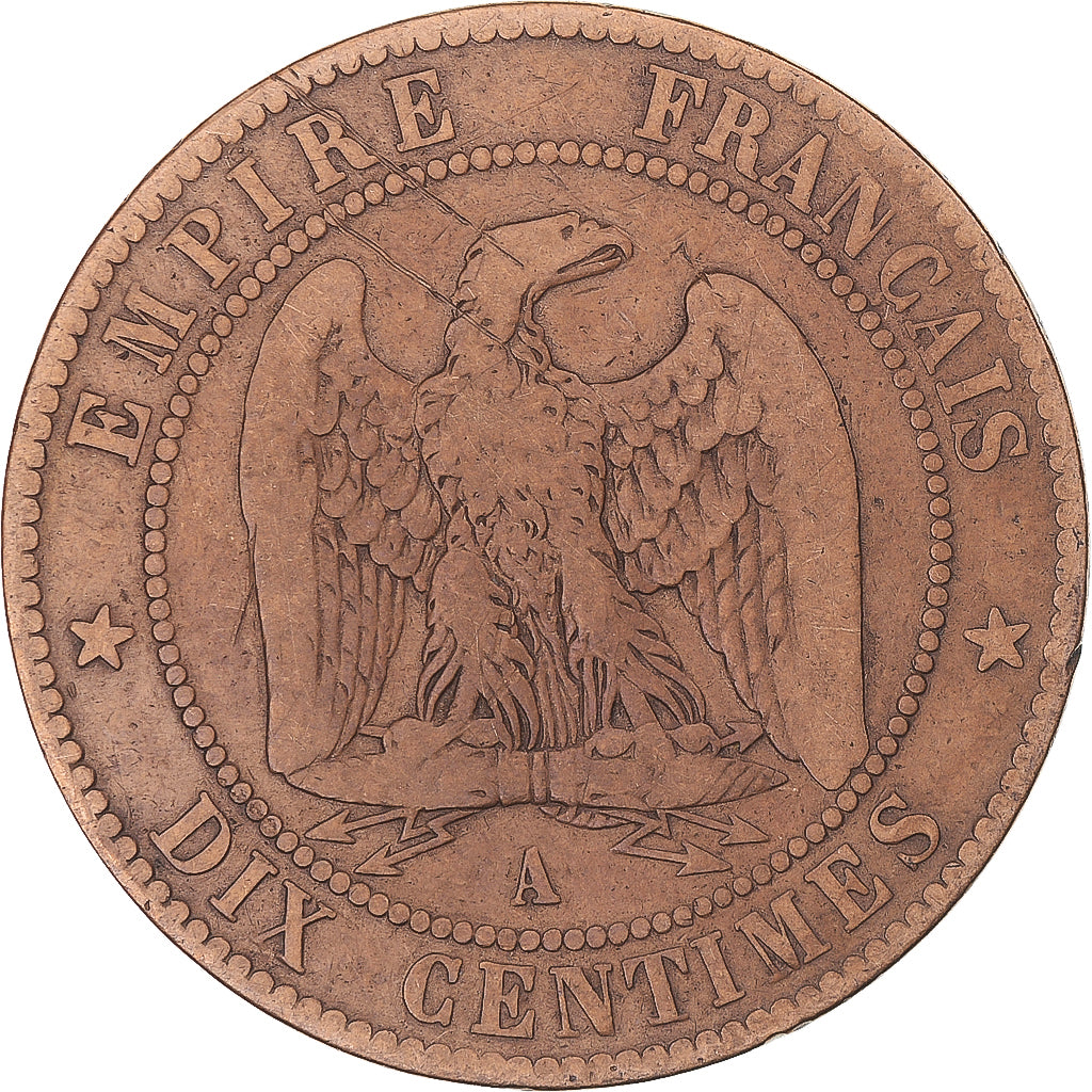 Coin, France, Napoleon III, 10 Centimes, 1853, Paris, VF(20-25), Bronze