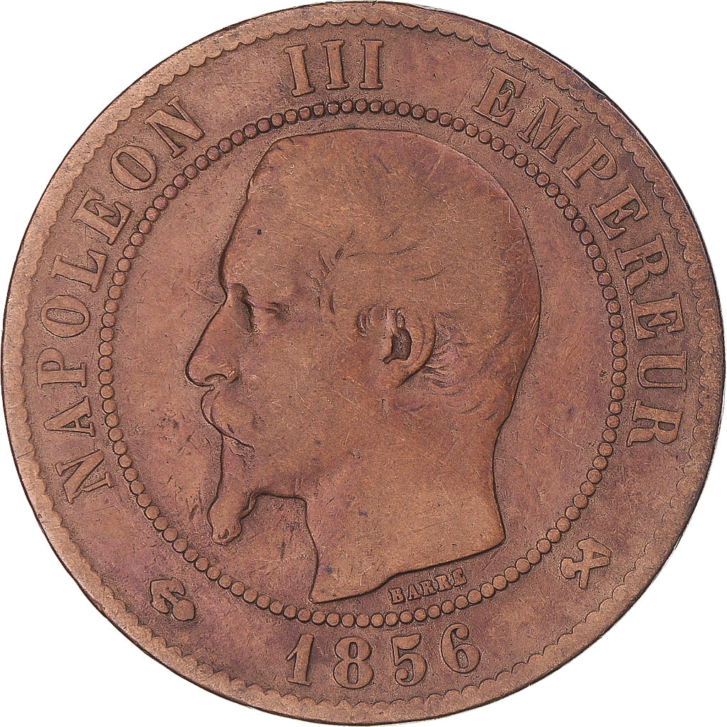 Coin, France, Napoleon III, 10 Centimes, 1856, Rouen, VF(20-25), Bronze