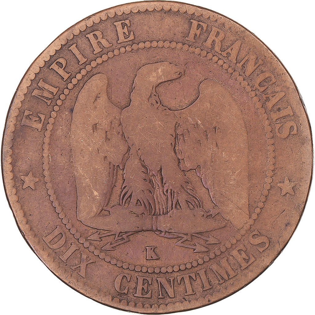 Münze, Frankreich, Napoleon III, 10 Centimes, 1854, Bordeaux, SGE+, Bronze
