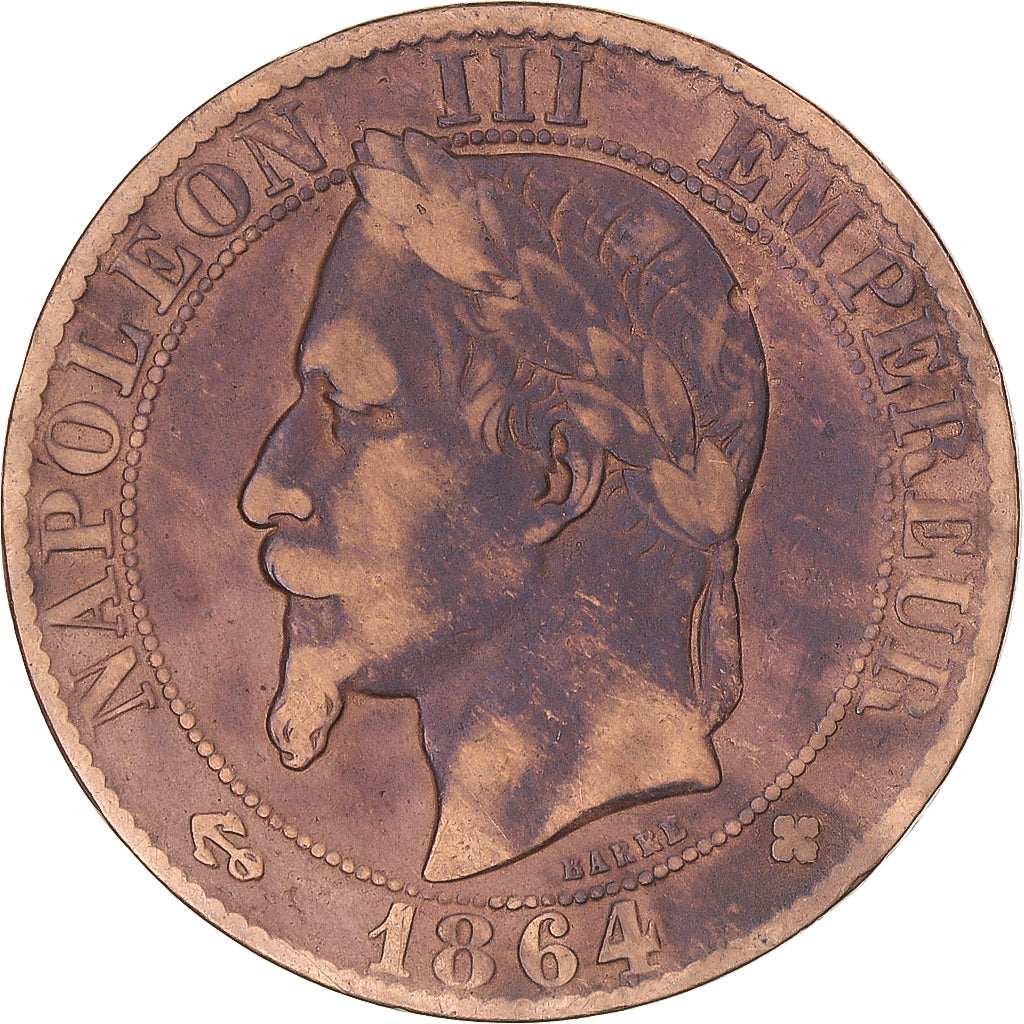 Moneta, Francia, Napoleon III, 5 Centimes, 1864, Strasbourg, MB, Bronzo