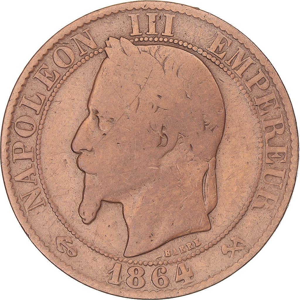 Coin, France, Napoleon III, 5 Centimes, 1864, Bordeaux, VF(20-25), Bronze