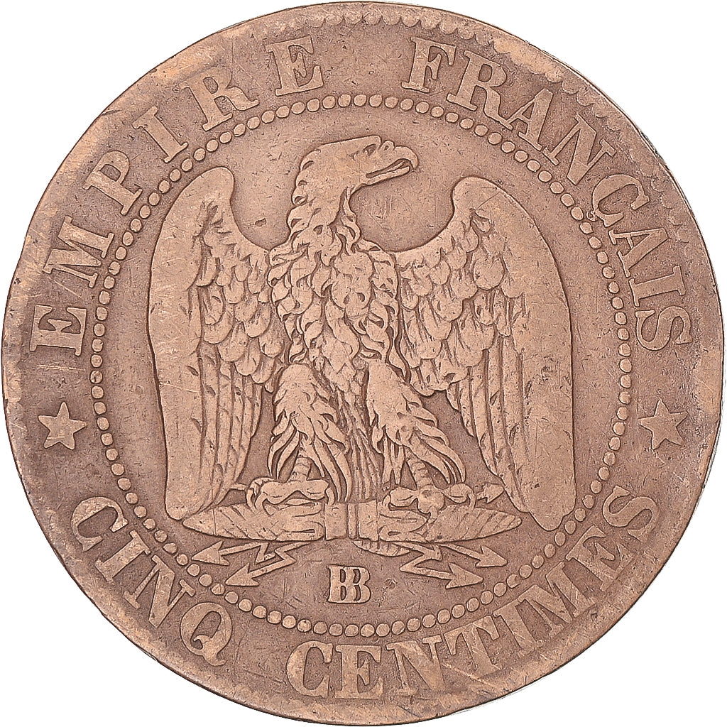 Coin, France, Napoleon III, 5 Centimes, 1864, Strasbourg, VF(20-25), Bronze