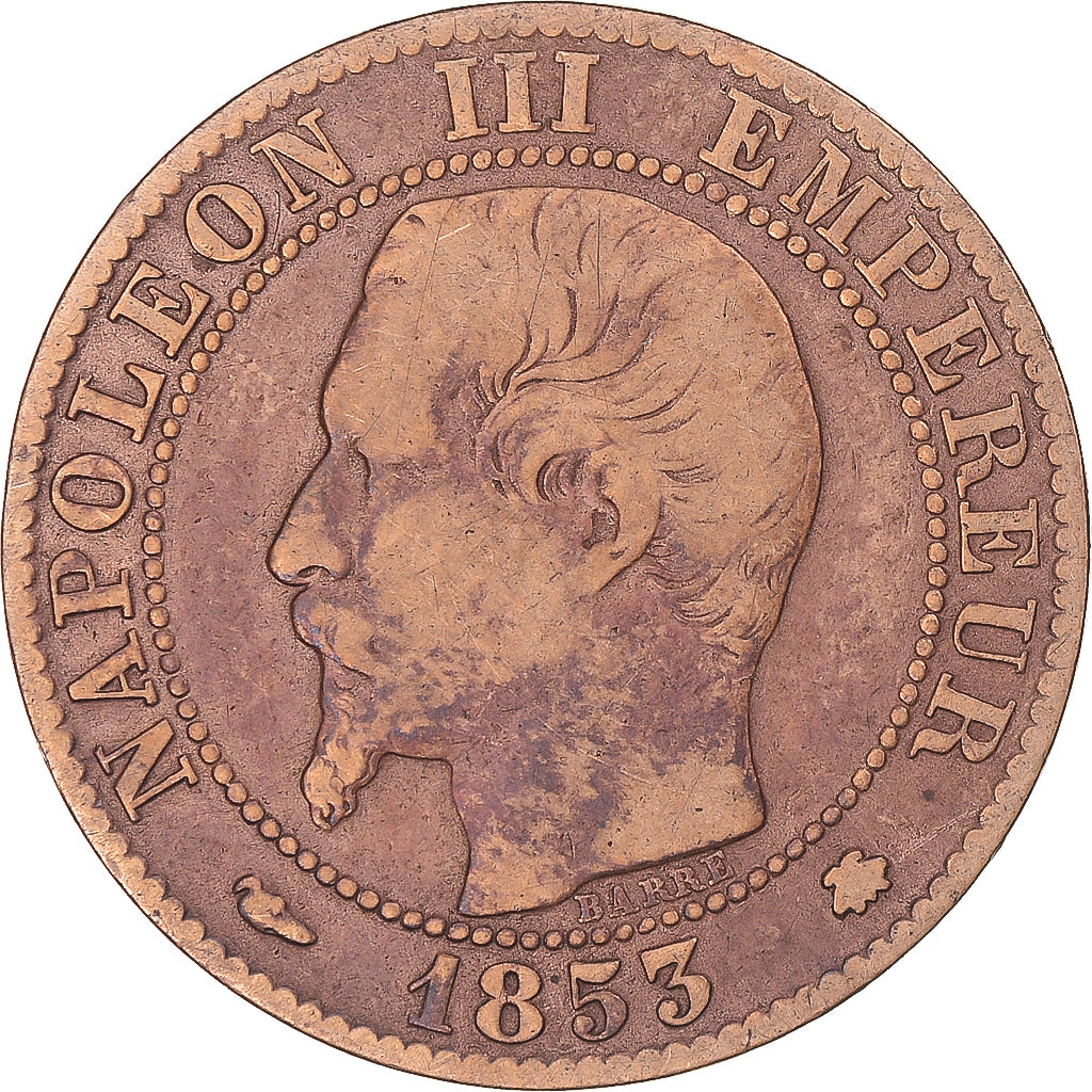 Coin, France, Napoleon III, 5 Centimes, 1853, Strasbourg, VF(20-25), Bronze
