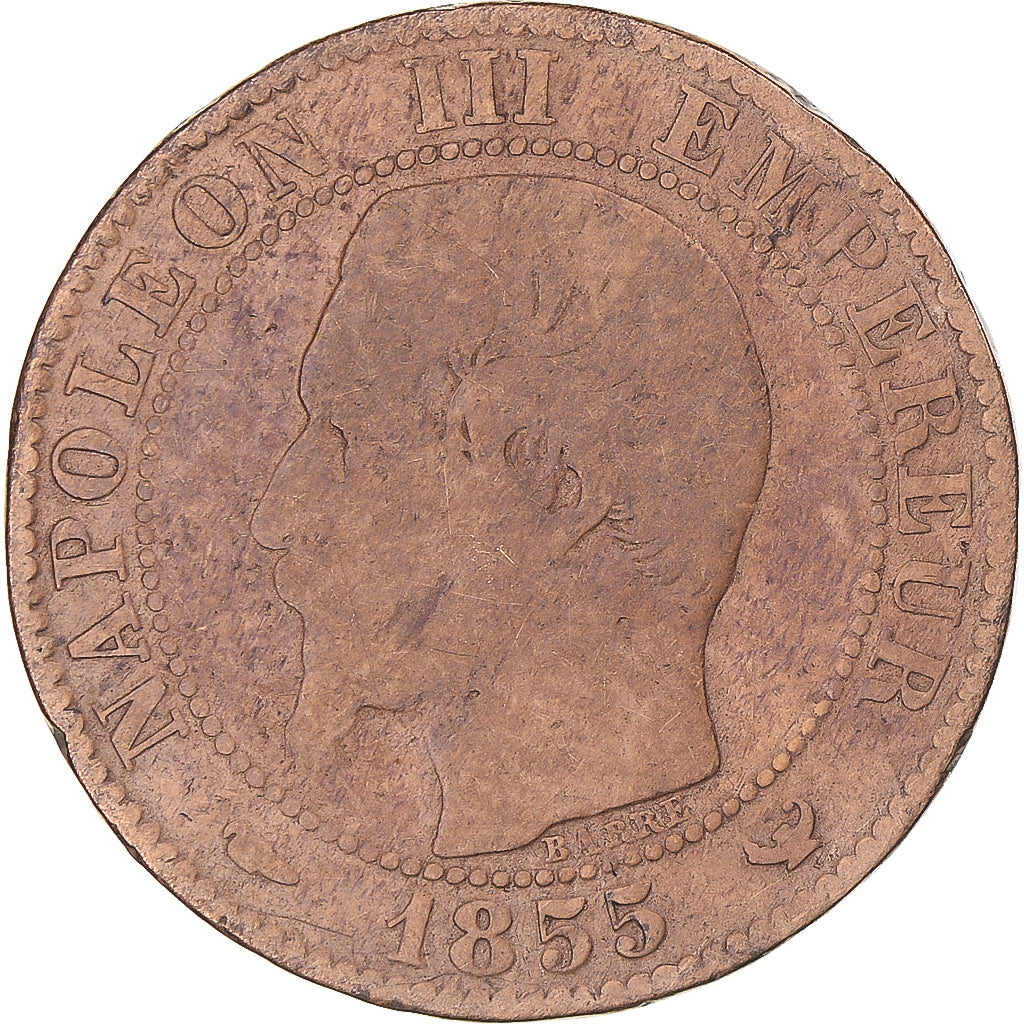 Coin, France, Napoleon III, 5 Centimes, 1855, Lille, Chien / Dog, F(12-15)