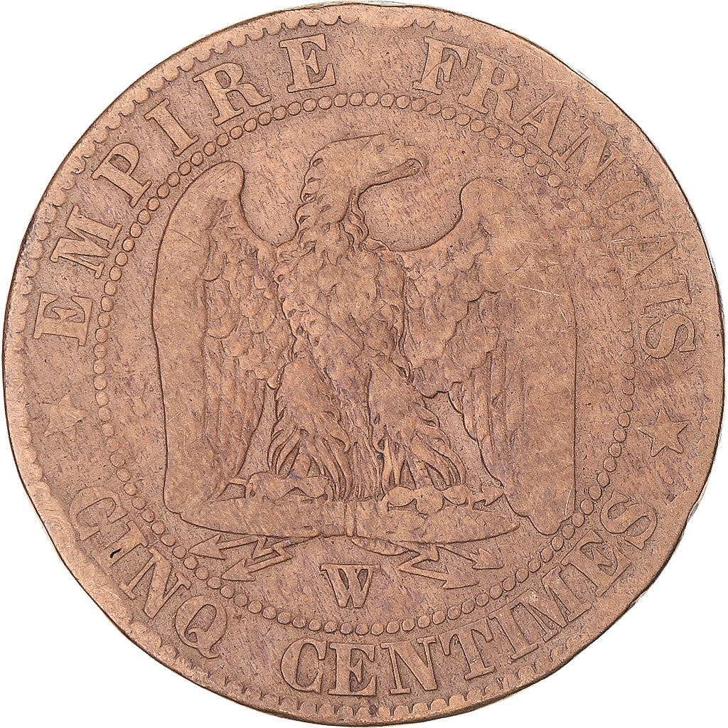 Coin, France, Napoleon III, 5 Centimes, 1855, Lille, Chien / Dog, F(12-15)