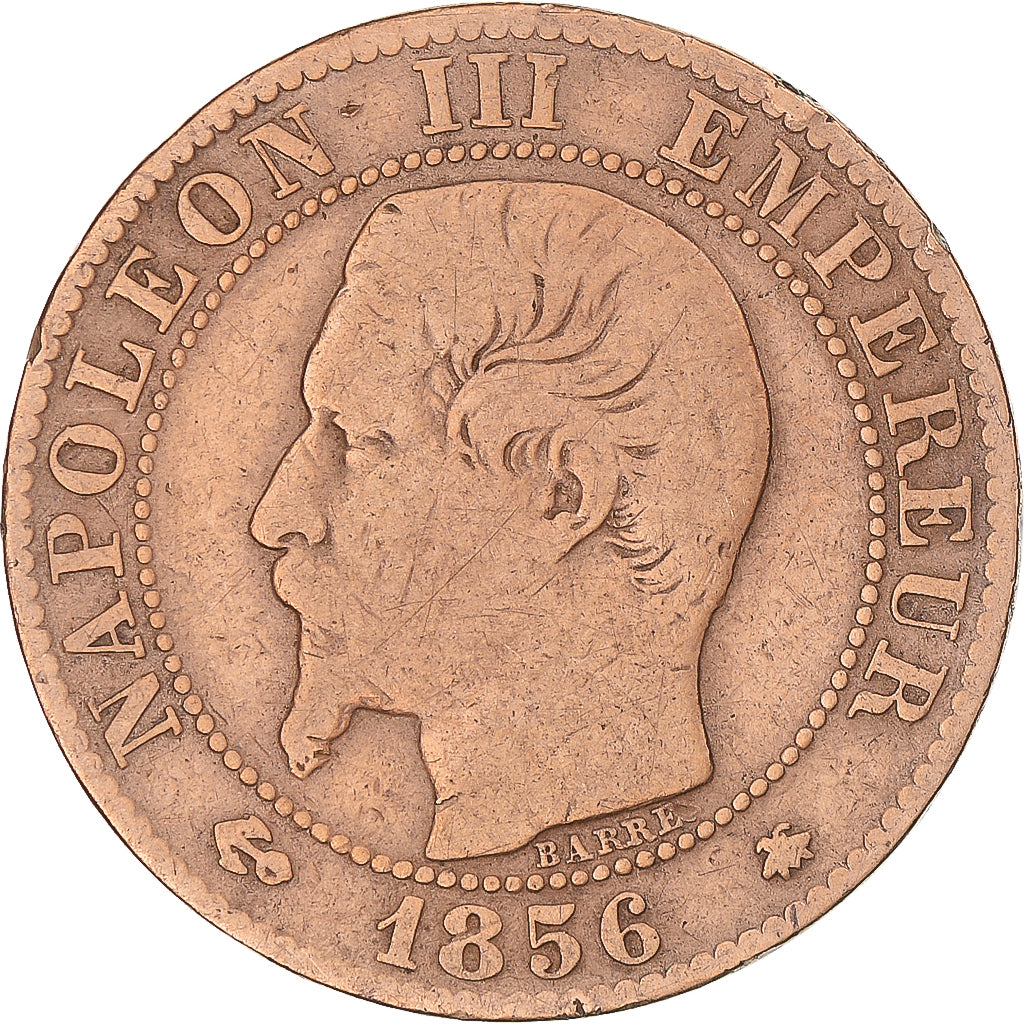 Coin, France, Napoleon III, 5 Centimes, 1856, Strasbourg, VF(20-25), Bronze