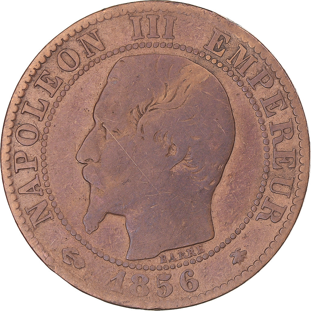 Coin, France, Napoleon III, 5 Centimes, 1856, Strasbourg, F(12-15), Bronze