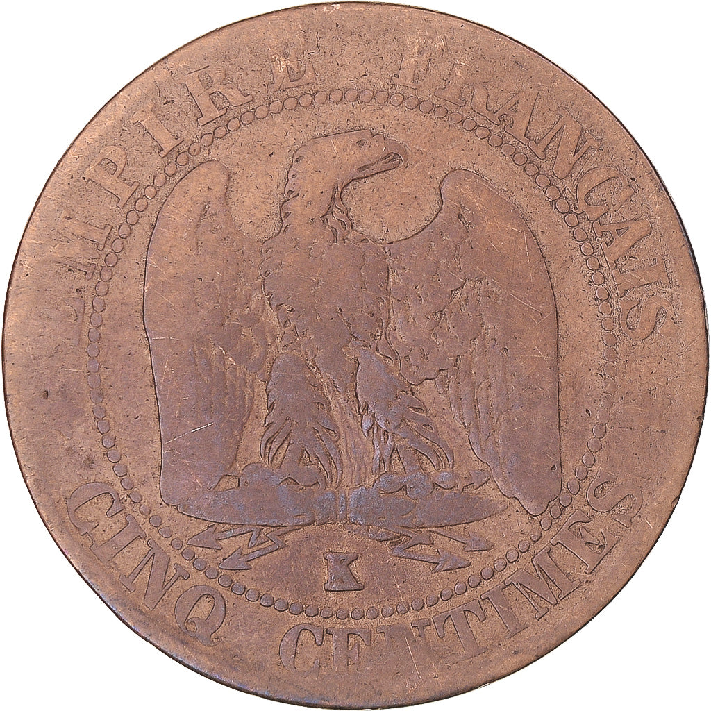 Coin, France, Napoleon III, 5 Centimes, 1856, Bordeaux, F(12-15), Bronze