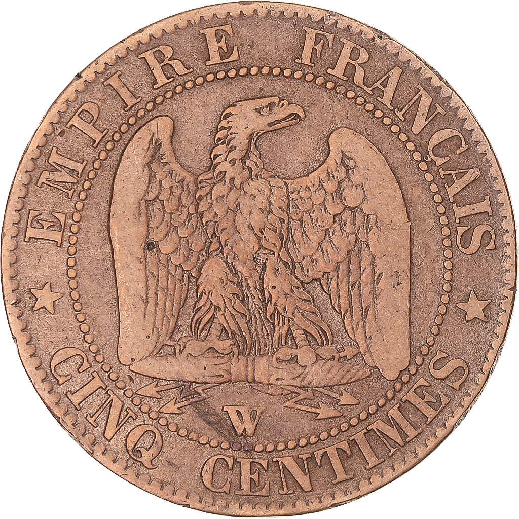 Coin, France, Napoleon III, 5 Centimes, 1855, Lille, ancre, VF(20-25), Bronze
