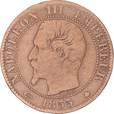 Moneta, Francja, Napoleon III, 5 Centimes, 1855, Strasbourg, ancre, VF(20-25)