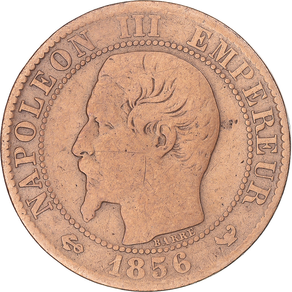 Coin, France, Napoleon III, 5 Centimes, 1856, Lille, F(12-15), Bronze, KM:777.7
