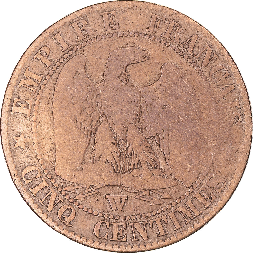 Coin, France, Napoleon III, 5 Centimes, 1856, Lille, F(12-15), Bronze, KM:777.7