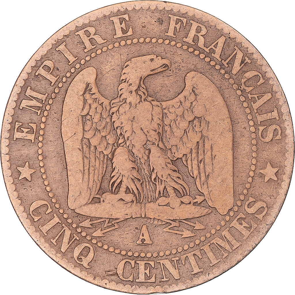 Coin, France, Napoleon III, 5 Centimes, 1854, Paris, Main, F(12-15), Bronze