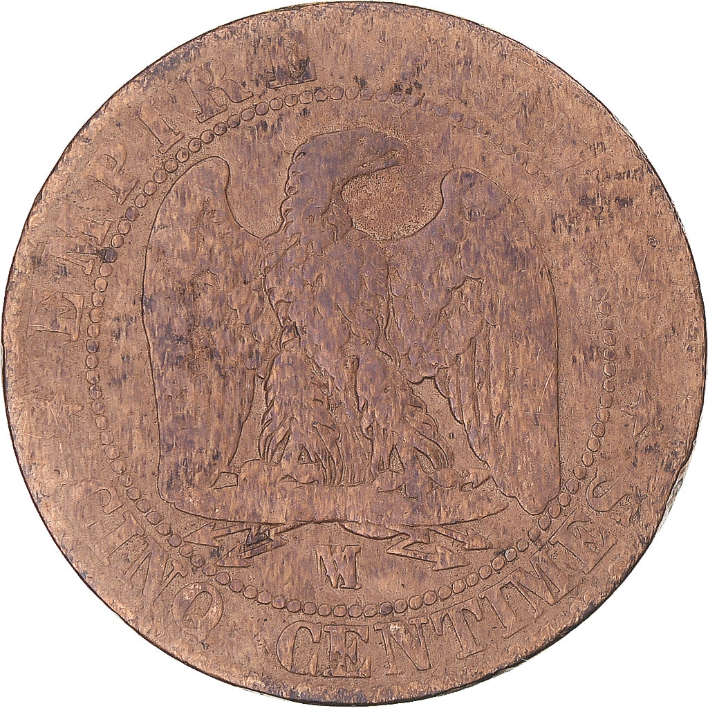 Coin, France, Napoleon III, 5 Centimes, 1855, Marseille, Chien / Dog, F(12-15)