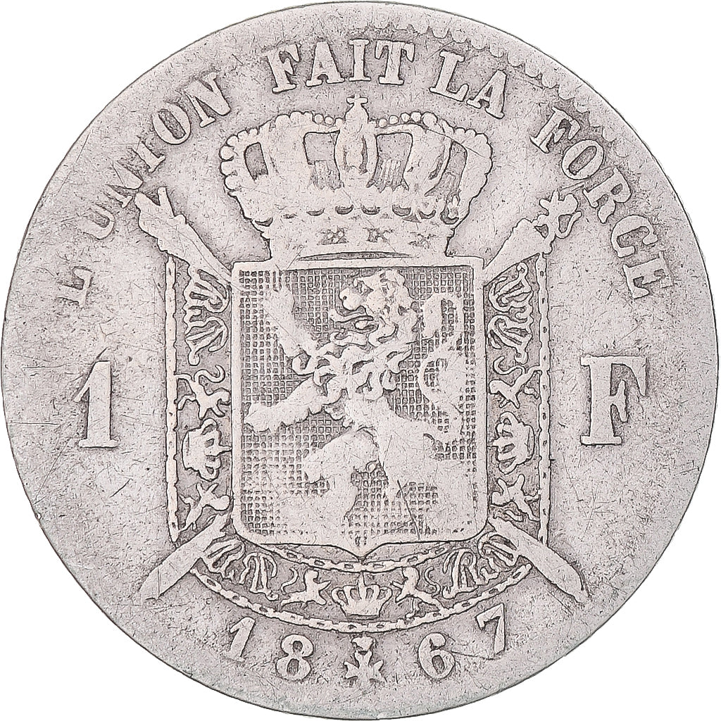 Monnaie, Belgique, Leopold II, Franc, 1867, TB, Argent, KM:28.1