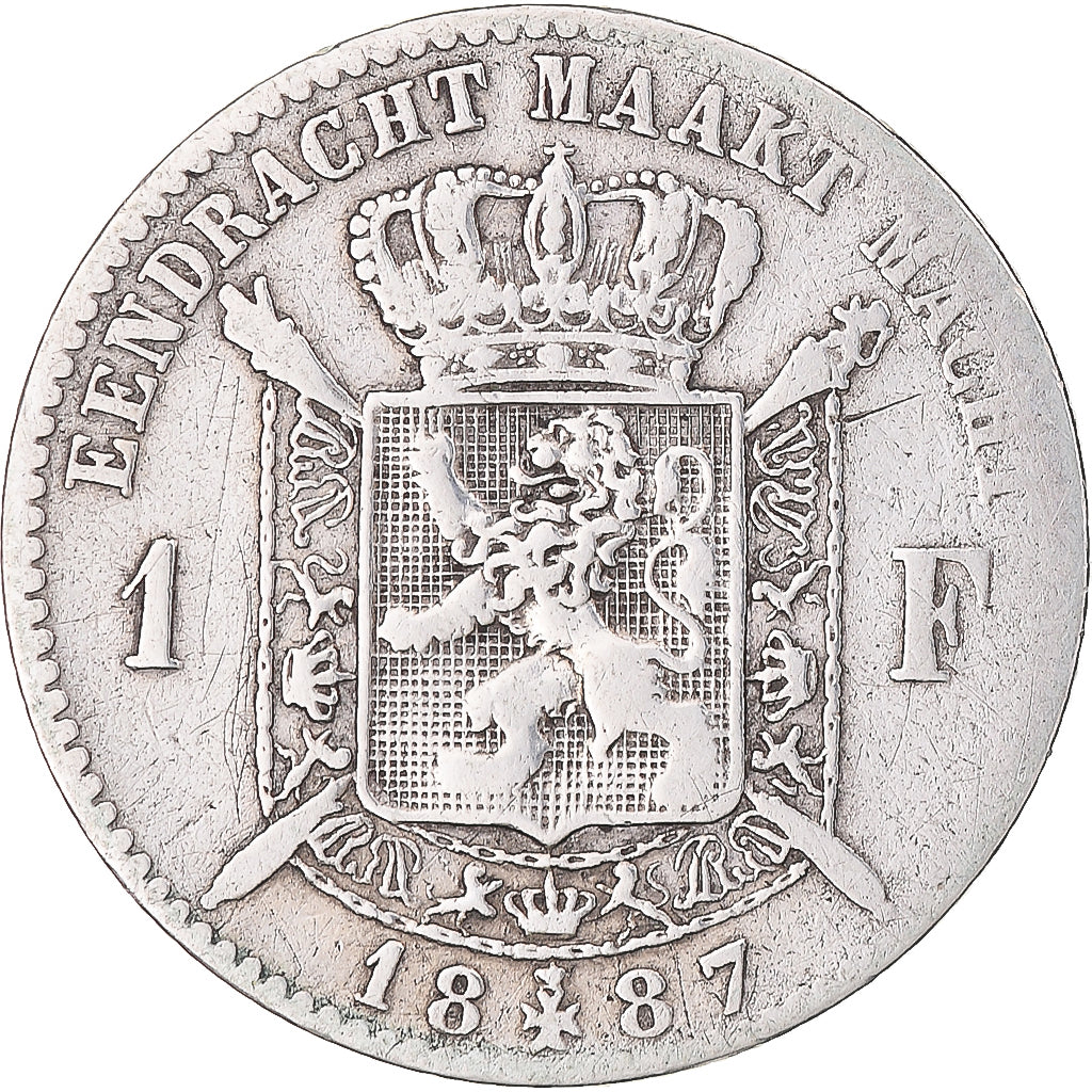 Coin, Belgium, Leopold II, Franc, 1887, VF(30-35), Silver, KM:29.2