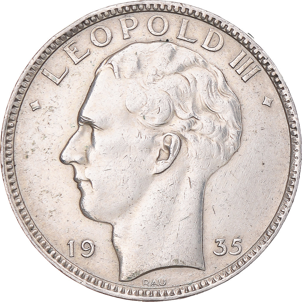 Coin, Belgium, Leopold III, 20 Francs, 20 Frank, 1935, Tranche B, EF(40-45)