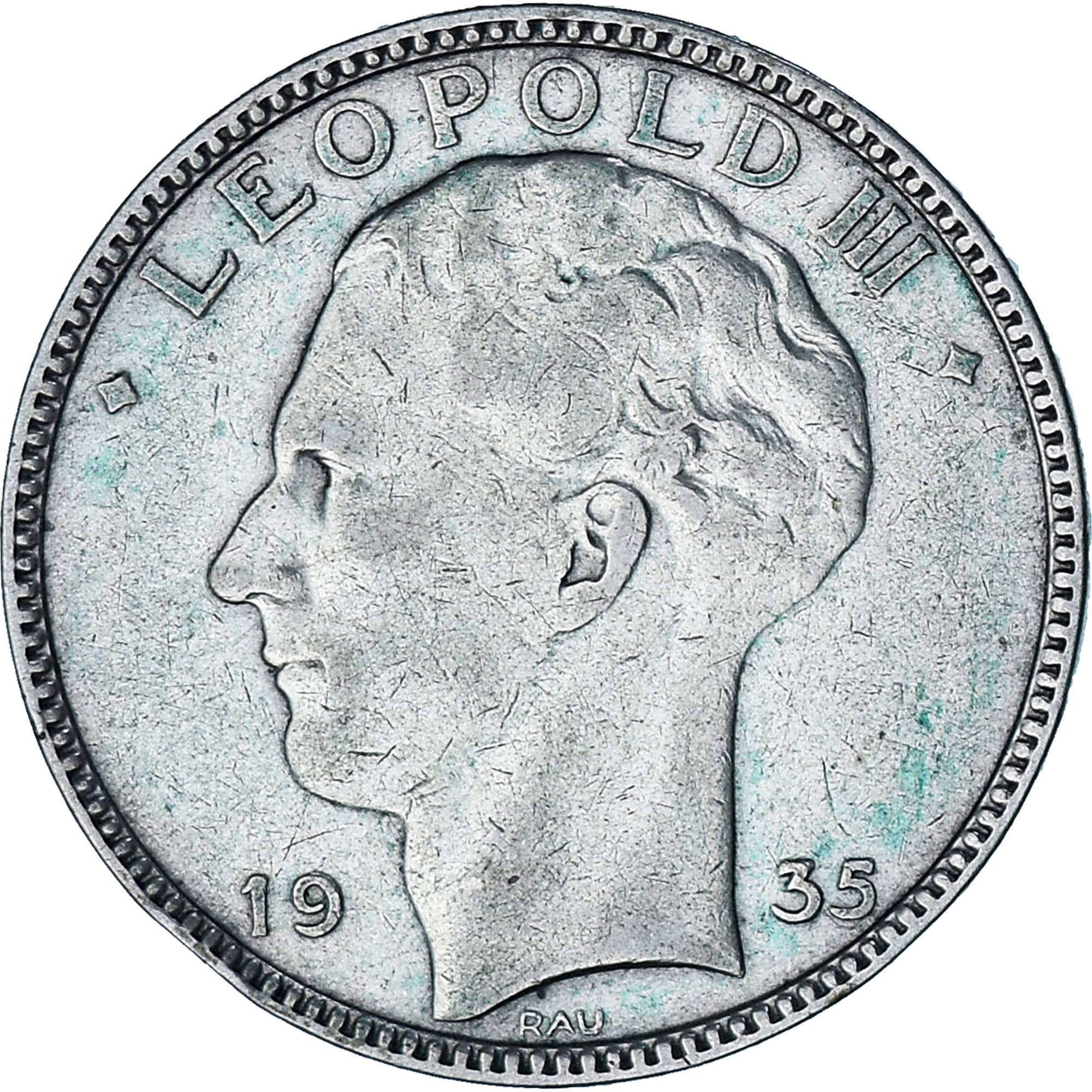 Moneta, Belgio, Leopold III, 20 Francs, 20 Frank, 1935, Tranche B, BB, Argento