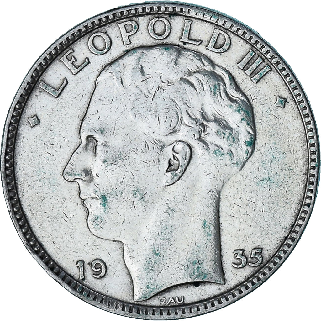 Coin, Belgium, Leopold III, 20 Francs, 20 Frank, 1935, Tranche B, EF(40-45)