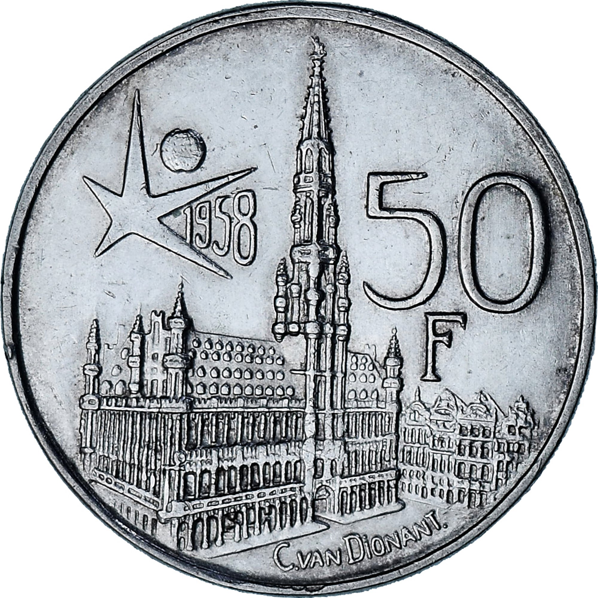 Moneta, Belgio, Baudouin I, 50 Francs, 50 Frank, 1958, SPL-, Argento, KM:150.1