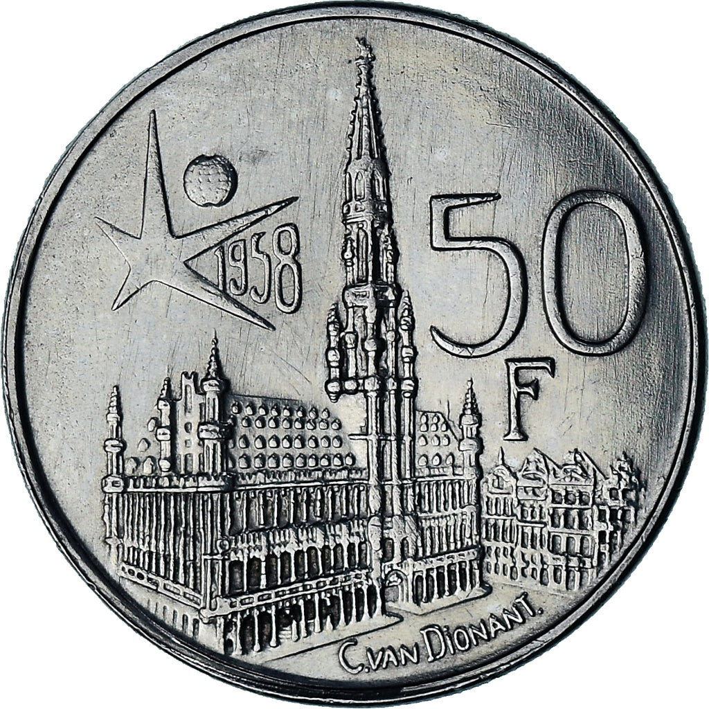 Coin, Belgium, Baudouin I, 50 Francs, 50 Frank, 1958, Brussels, AU(55-58)