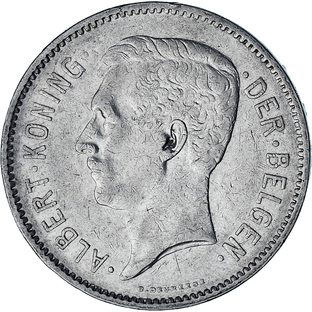 Coin, Belgium, Albert I, 5 Francs, 5 Frank, 1933, position b, EF(40-45), Nickel