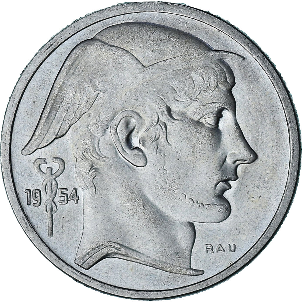 Moneta, Belgia, Baudouin I, 50 Francs, 50 Frank, 1954, AU(55-58), Srebro