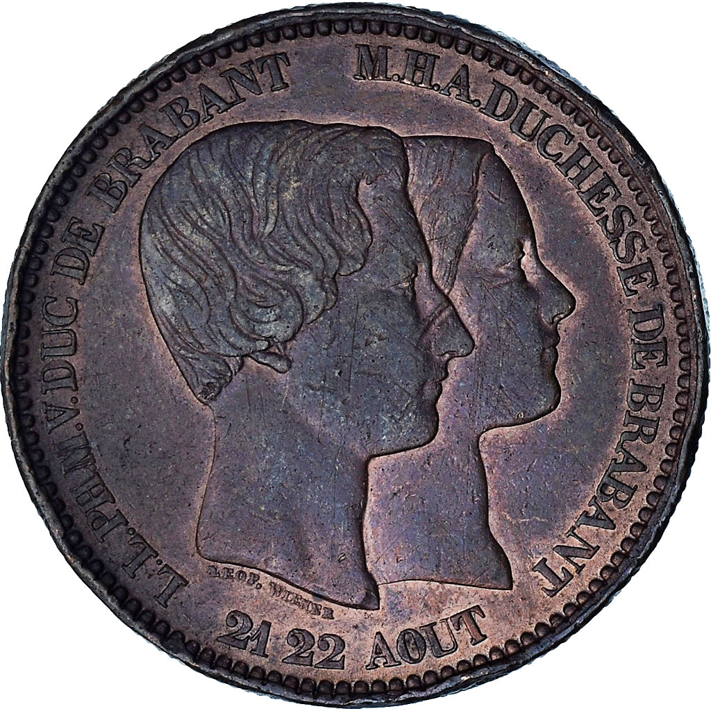 Munten, België, Leopold I, Module 10 Centimes, 1853, ZF+, Koper