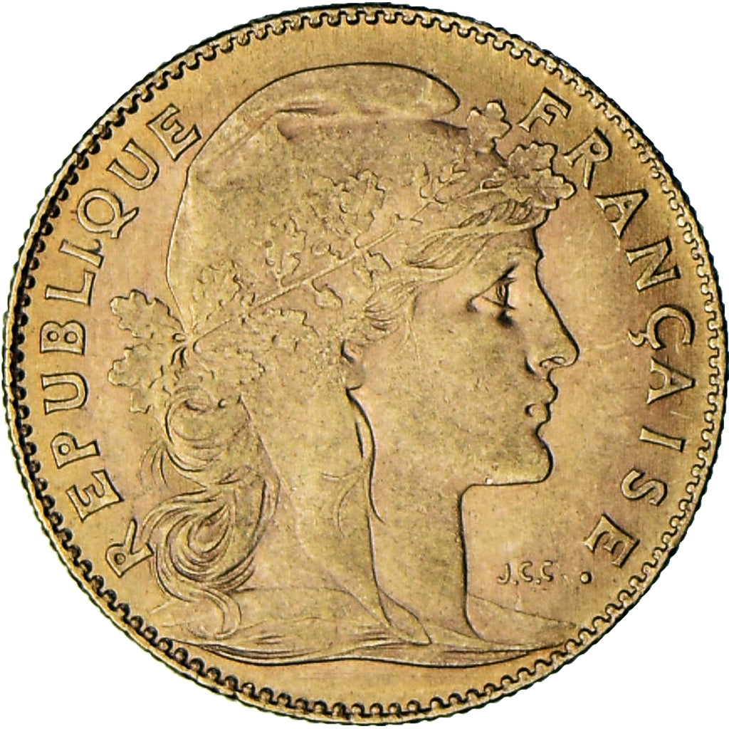 Moneta, Francia, Marianne, 10 Francs, 1912, Paris, BB+, Oro, KM:846