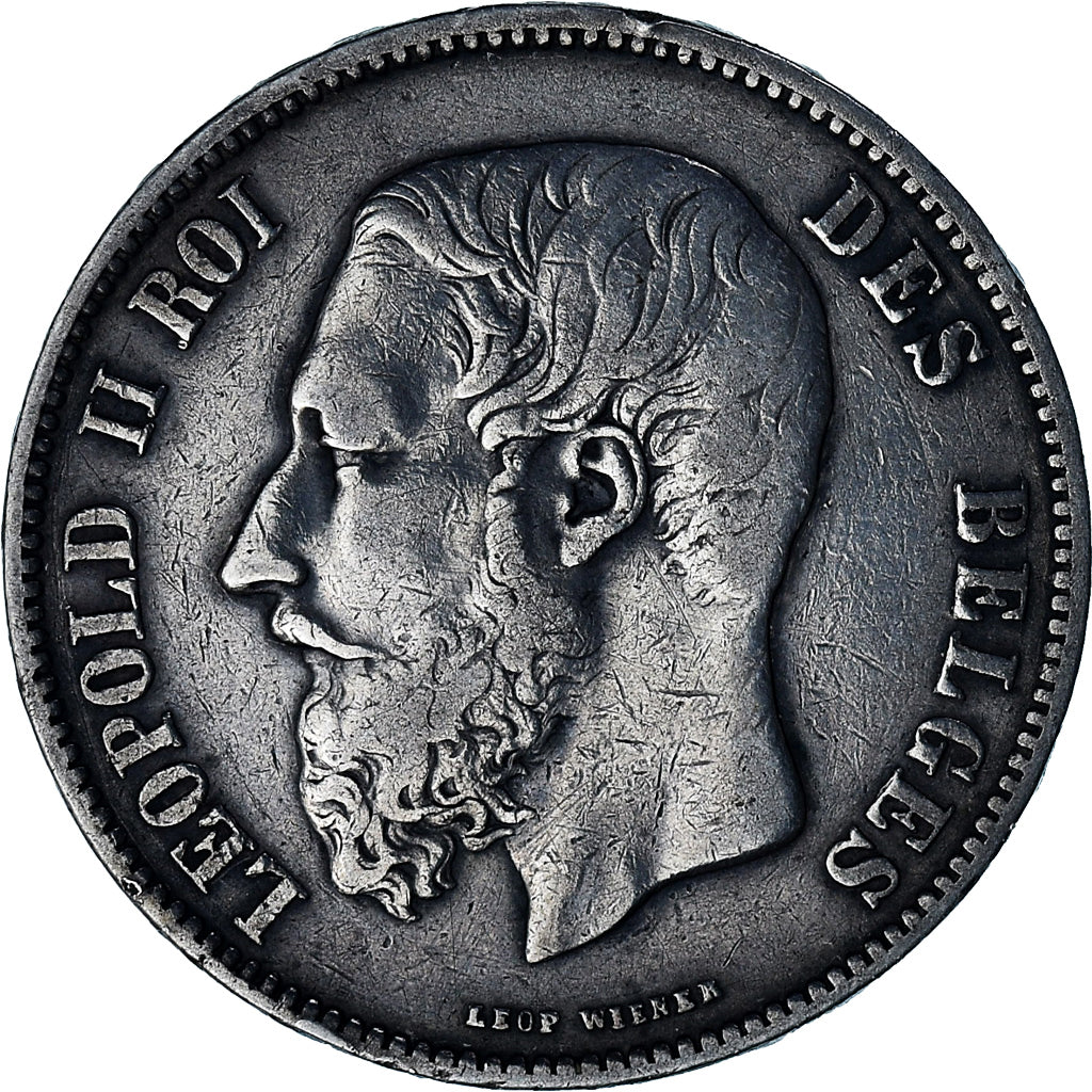 Coin, Belgium, Leopold II, 5 Francs, 5 Frank, 1869, VF(30-35), Silver, KM:24