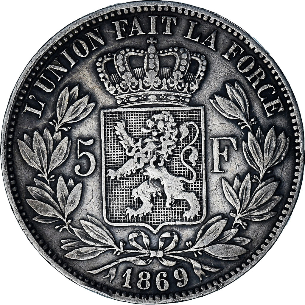 Coin, Belgium, Leopold II, 5 Francs, 5 Frank, 1869, VF(30-35), Silver, KM:24