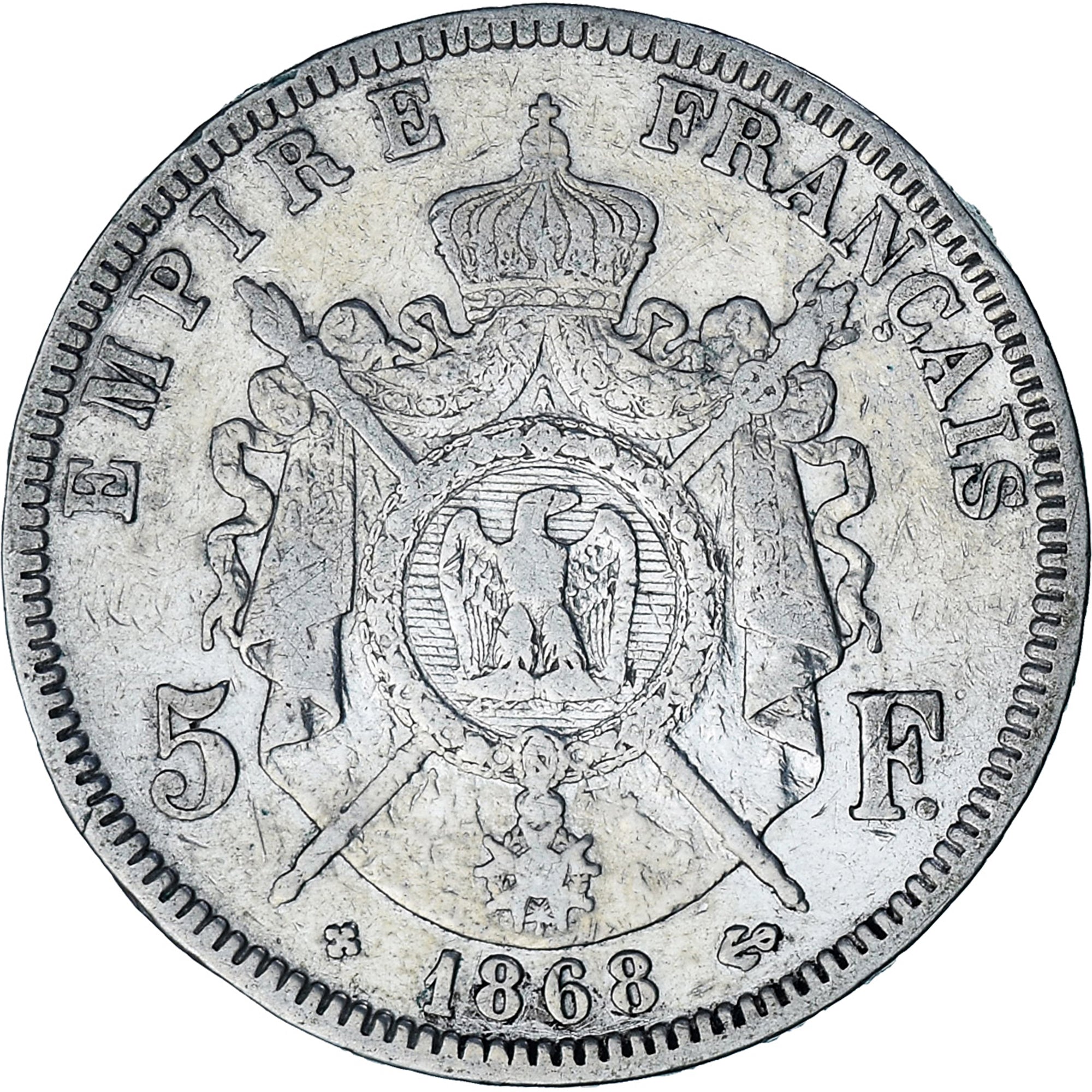 Monnaie, France, Napoleon III, 5 Francs, 1868, Strasbourg, TB+, Argent