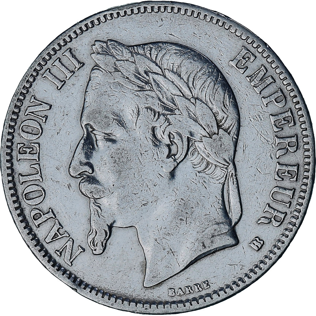 Coin, France, Napoleon III, 5 Francs, 1868, Strasbourg, EF(40-45), Silver