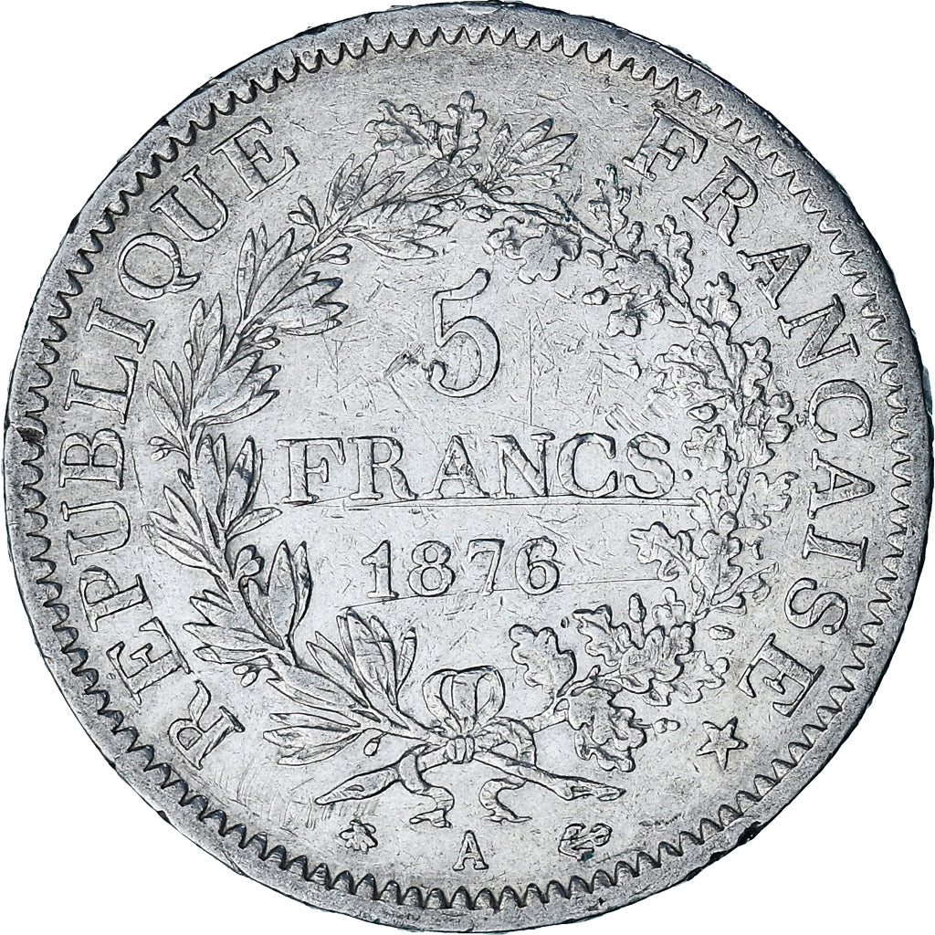 Coin, France, Hercule, 5 Francs, 1876, Paris, EF(40-45), Silver, KM:820.1