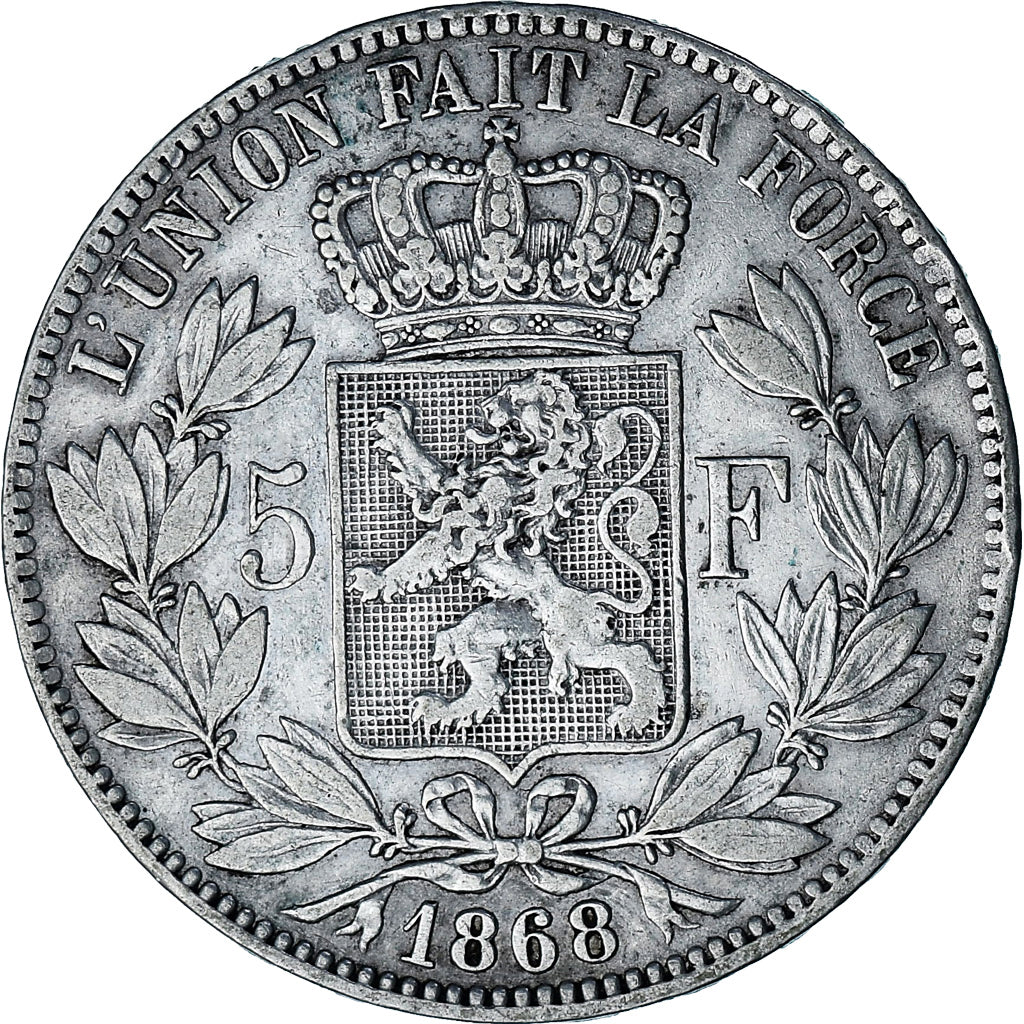 Coin, Belgium, Leopold II, 5 Francs, 5 Frank, 1868, EF(40-45), Silver, KM:24