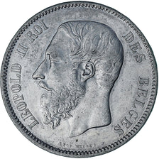 Moneta, Belgio, Leopold II, 5 Francs, 5 Frank, 1869, BB, Argento, KM:24
