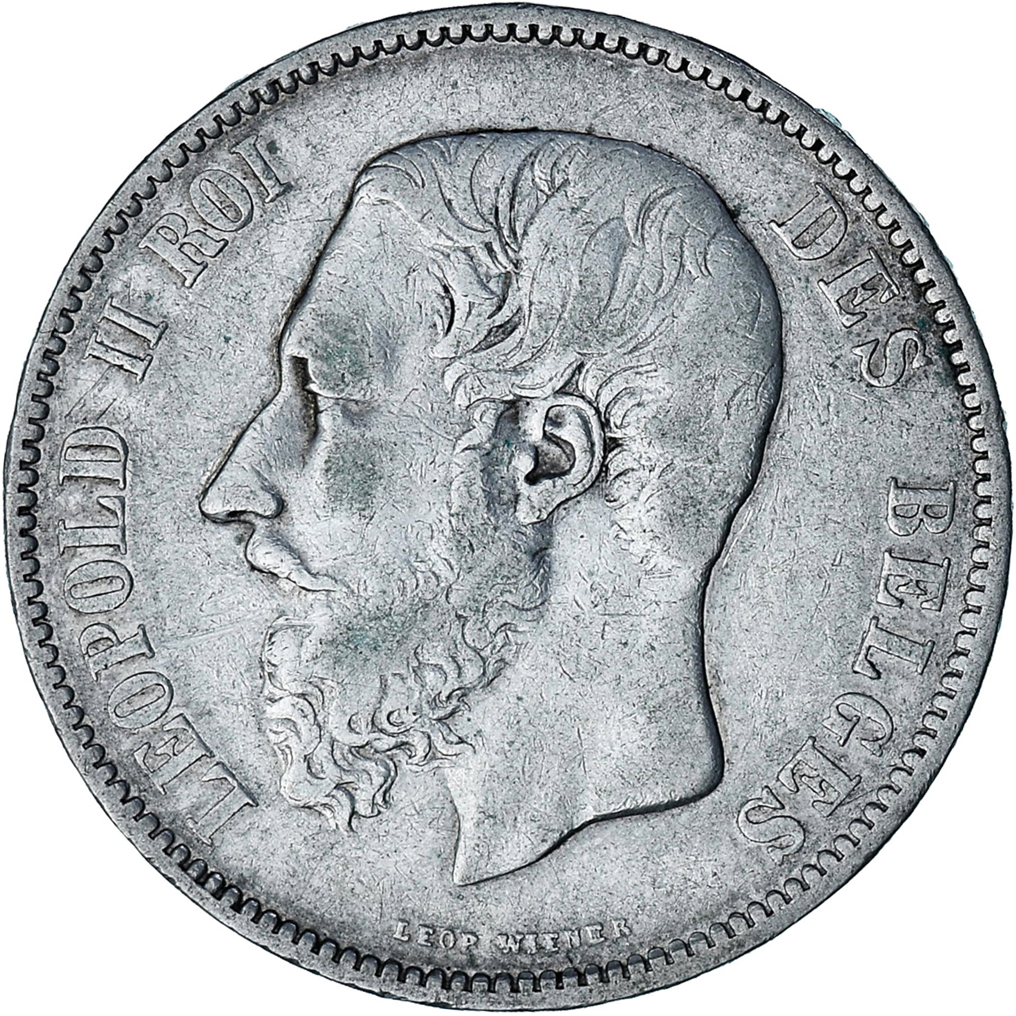 Moneta, Belgio, Leopold II, 5 Francs, 5 Frank, 1875, MB+, Argento, KM:24