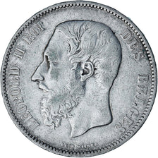 Moneta, Belgio, Leopold II, 5 Francs, 5 Frank, 1875, MB+, Argento, KM:24