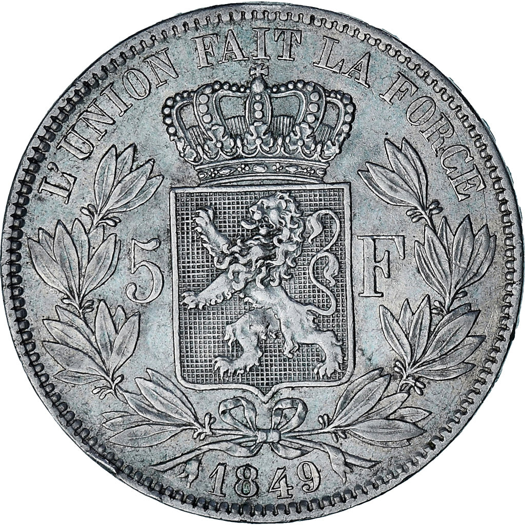 Coin, Belgium, Leopold I, 5 Francs, 5 Frank, 1849, AU(50-53), Silver, KM:17