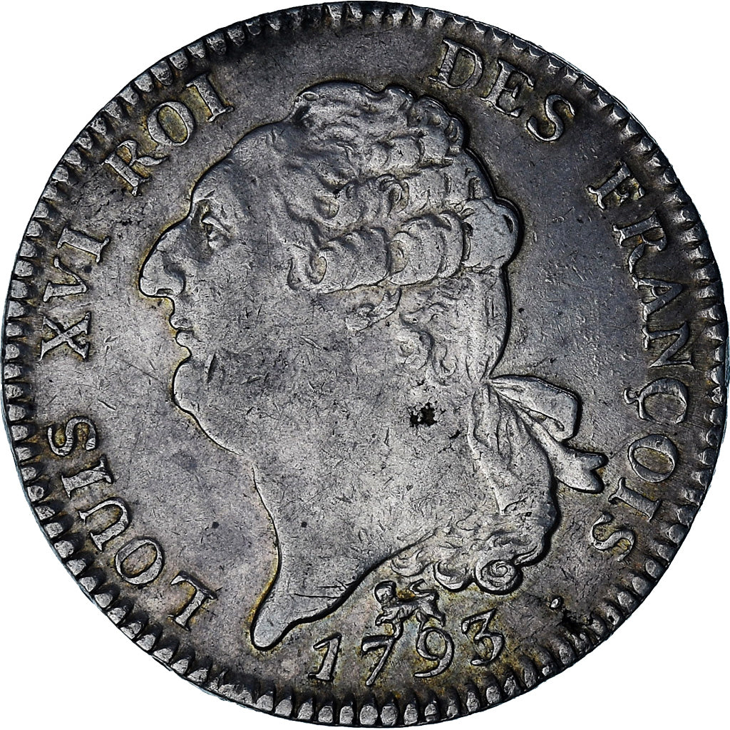 Coin, France, Louis XVI, ECU, 6 Livres, 1793, Paris, AU(50-53), Silver