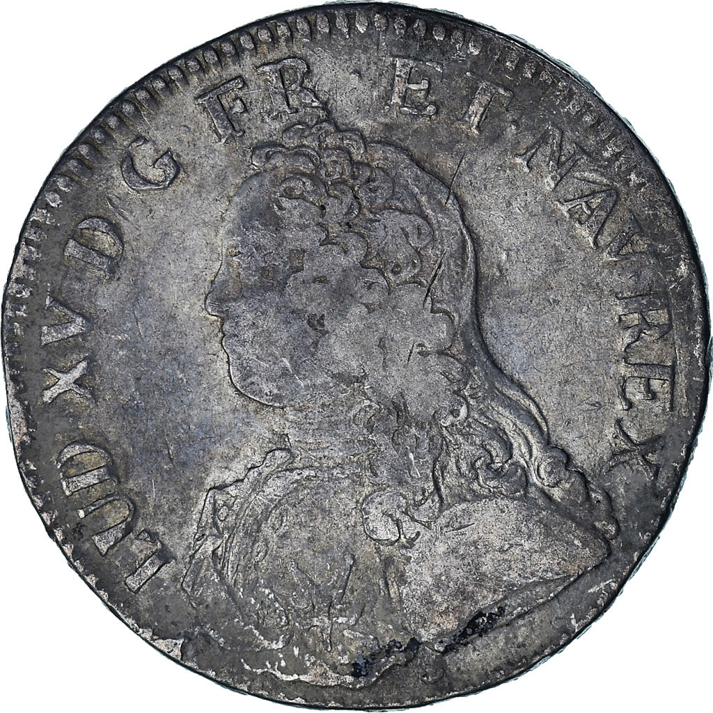 Coin, France, Louis XV, Ecu aux branches d'olivier, 1727, Lyon, var.7/6