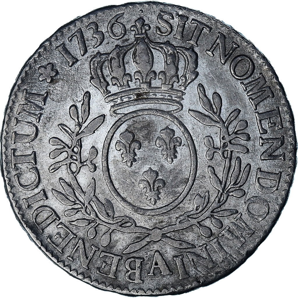 Munten, Frankrijk, Louis XV, Ecu aux branches d'olivier, 1736, Paris, 2éme