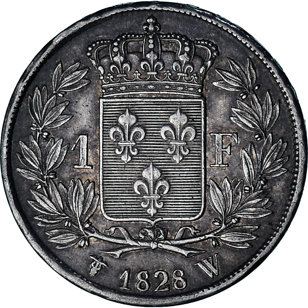 Moneta, Francia, Charles X, Franc, 1828, Lille, BB+, Argento, KM:724.13