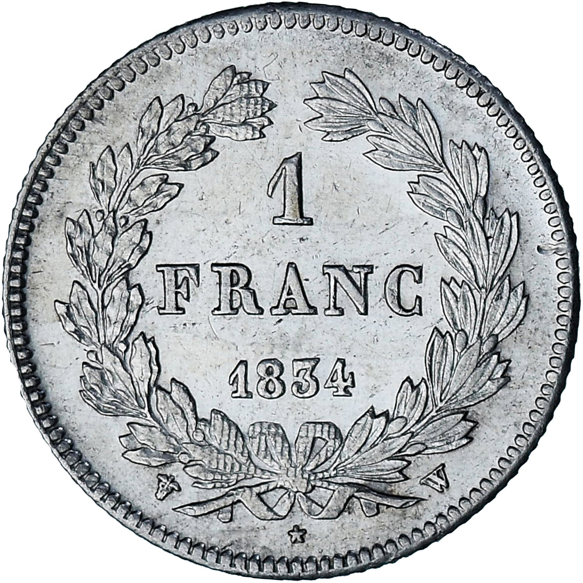 Coin, France, Louis-Philippe, Franc, 1834, Lille, AU(55-58), Silver, KM:748.13