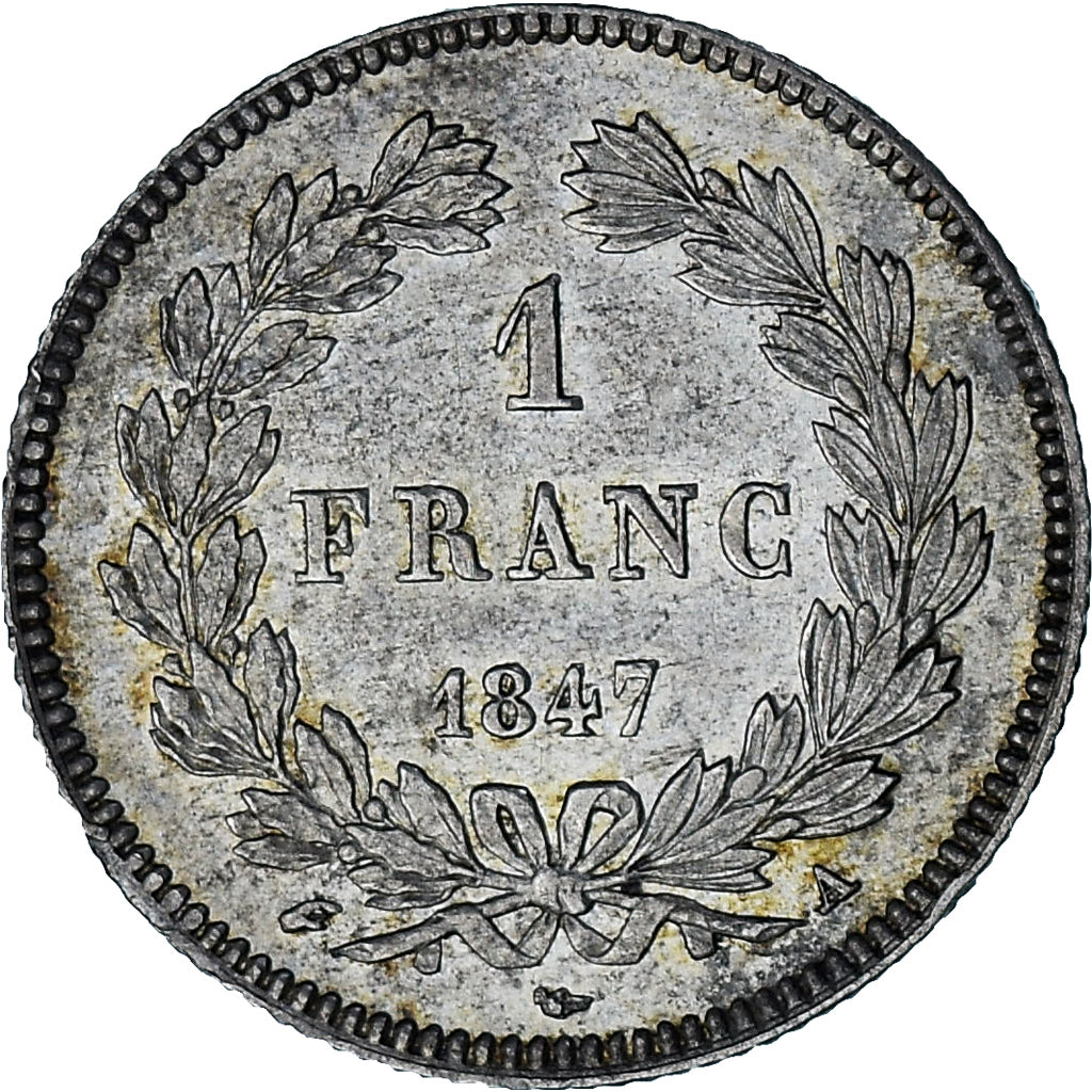 Moeda, França, Louis-Philippe, Franc, 1847, Paris, AU(50-53), Prata, KM:748.1