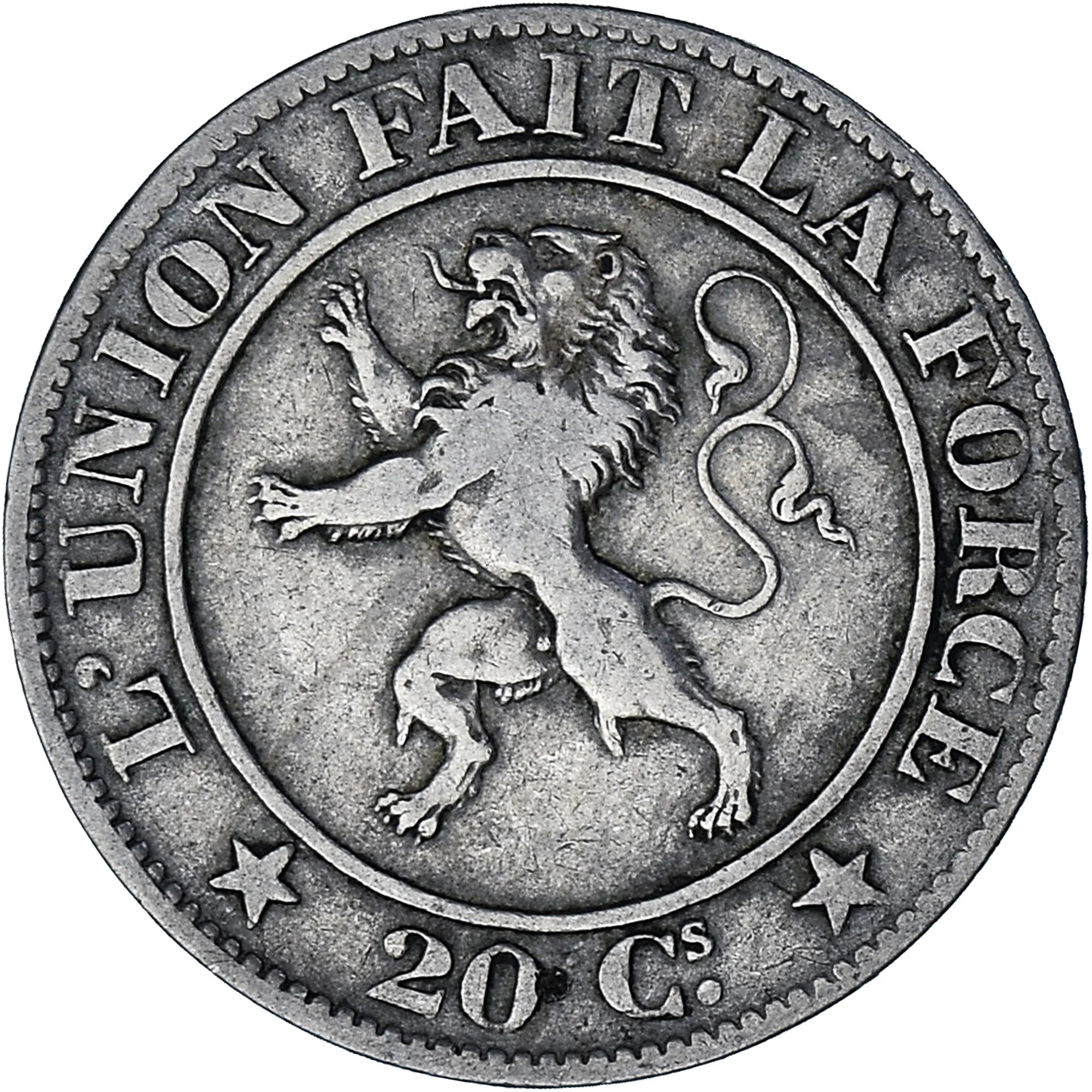 Coin, Belgium, Leopold I, 20 Centimes, 1861, VF(30-35), Copper-nickel, KM:20