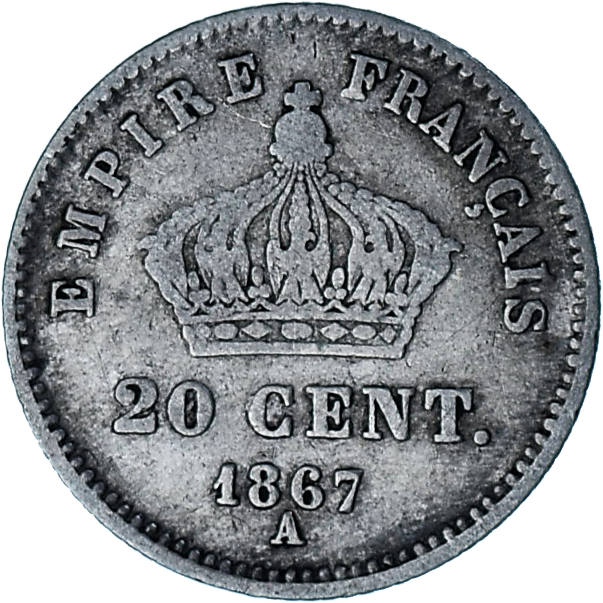 Coin, France, Napoleon III, 20 Centimes, 1867, Paris, VF(30-35), Silver