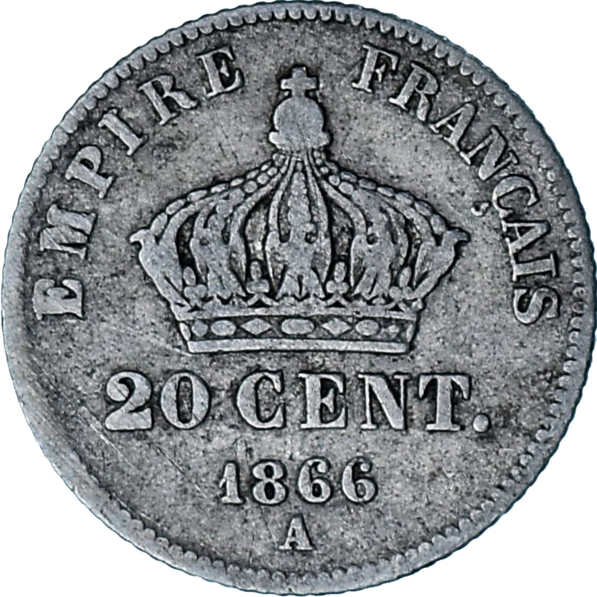 Moeda, França, Napoleon III, 20 Centimes, 1866, Paris, VF(30-35), Prata