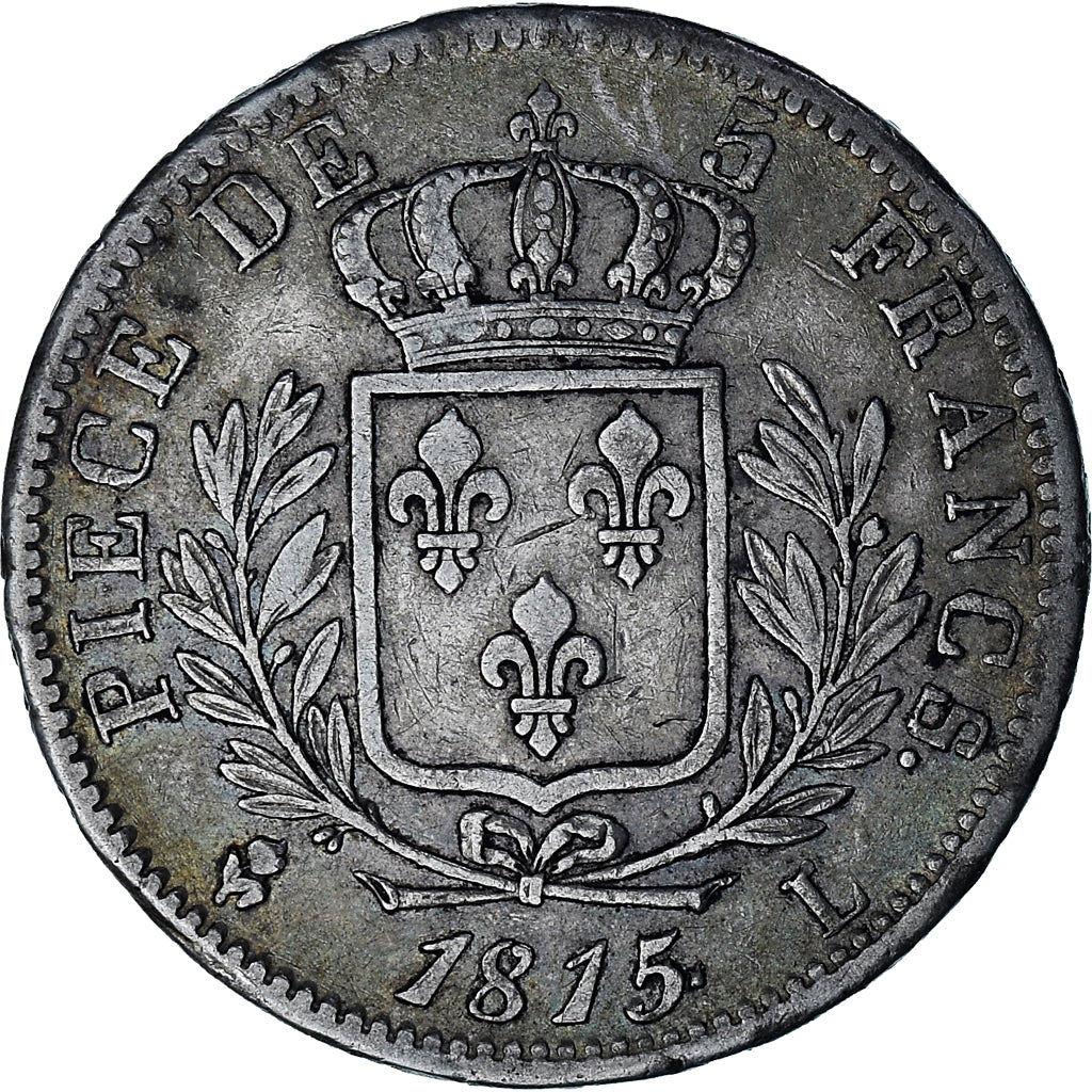 France, Louis XVIII, 5 Francs, Louis XVIII, 1815, Bayonne, Argent, TB+