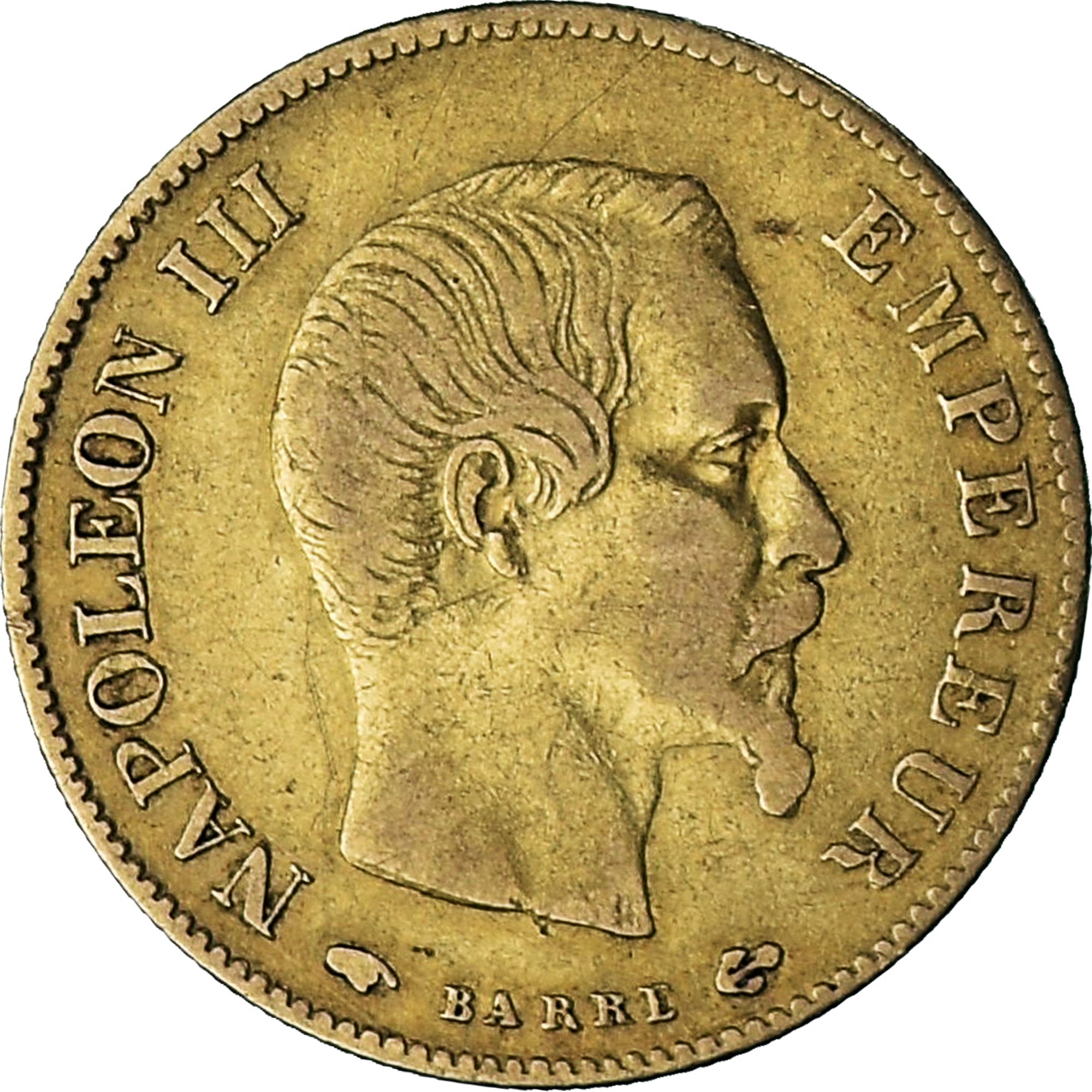 Moneda, Francia, Napoleon III, 10 Francs, 1859, Paris, BC+, Oro, KM:784.3